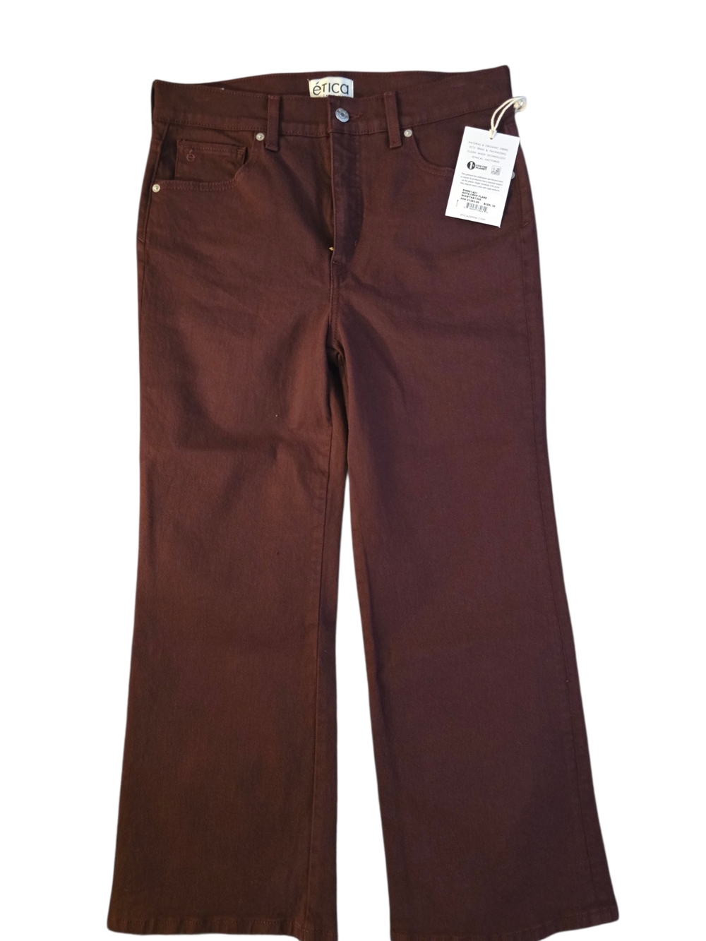 Etica Chocolate Brown Cropped Wide-Leg Jeans